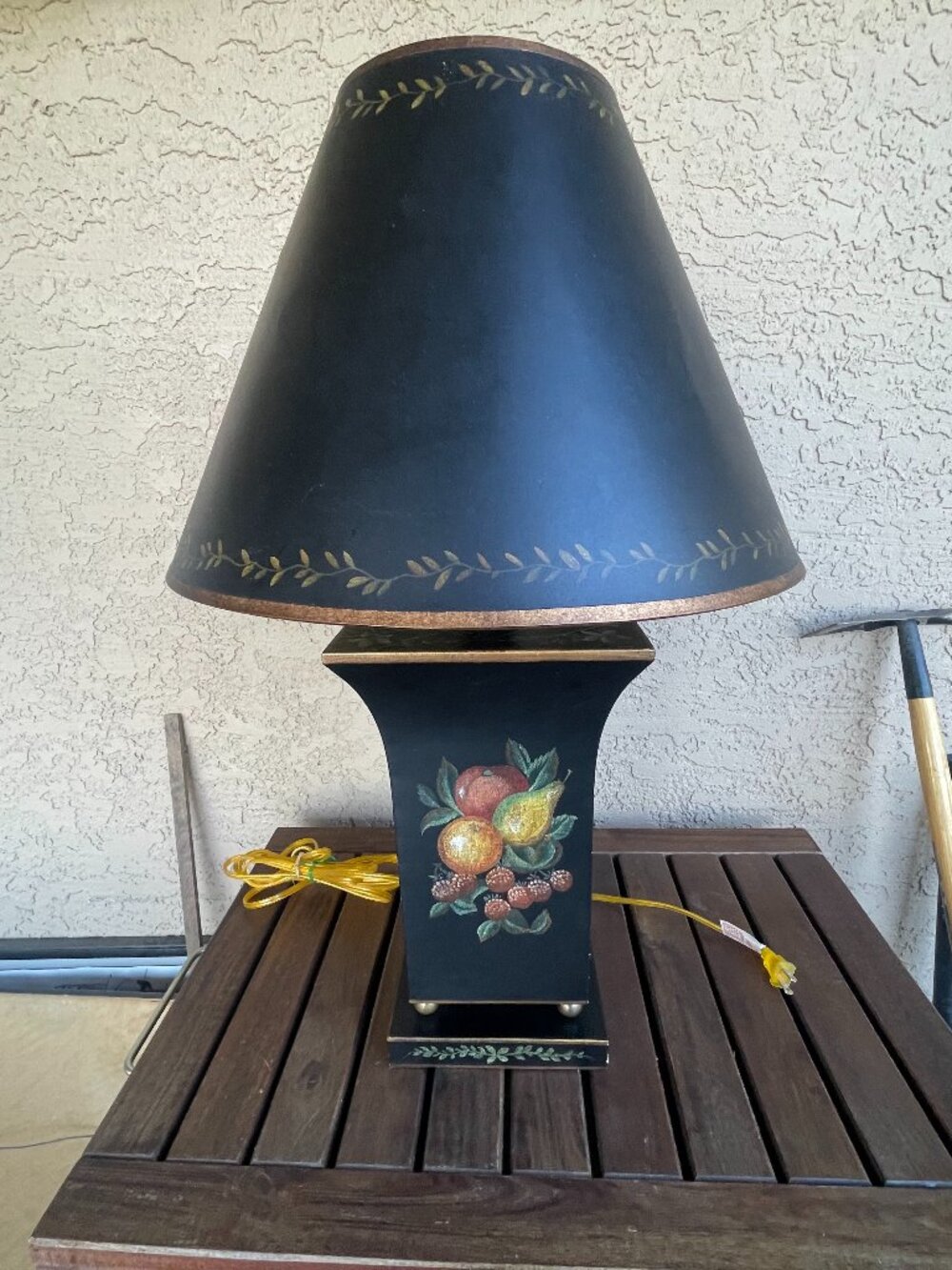 Mid Century 1970 Bombay Style Paper Mache’ Urn Lamp & Shade